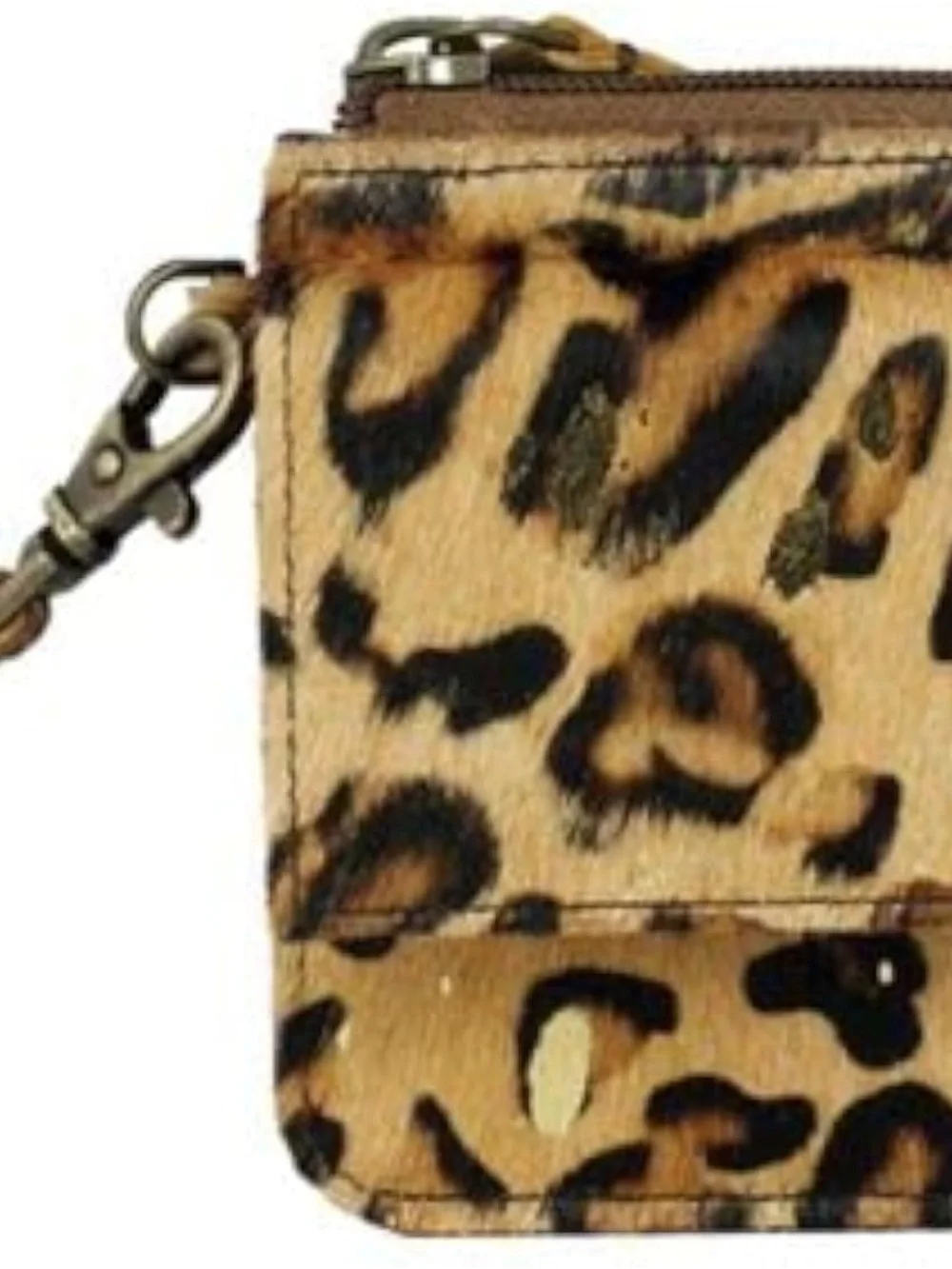 NWT Myra Bag Sparkling Gold Hide Leather Leopard Wallet Wristlet Clutch